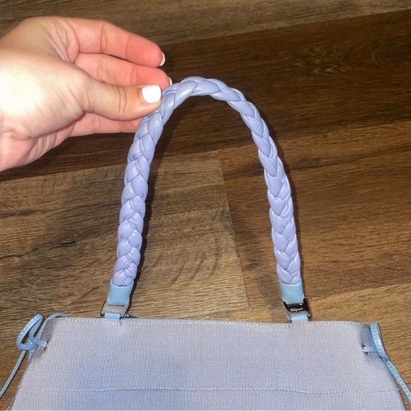 Salvatore Ferragamo Light Blue Vara Tiered Grosgrain Braided Handbag - Picture 2 of 7